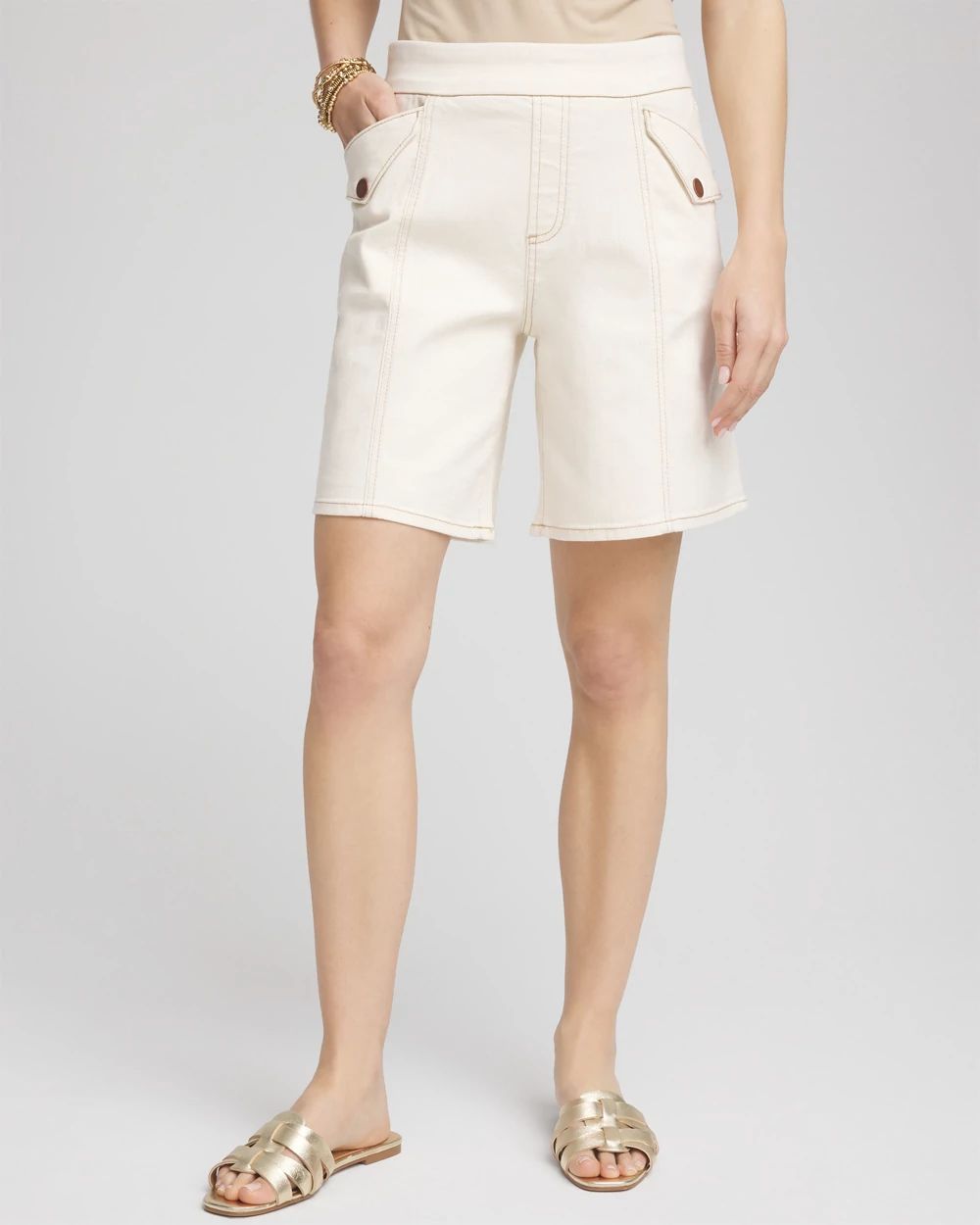 8 Pull-On Stretch Denim Shorts