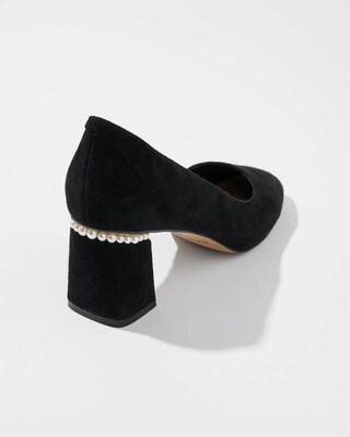Suede Faux Pearl Heels