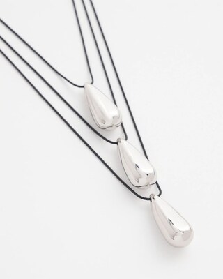 Silver Tone Three-Strand Pendant Necklace click to view larger image.
