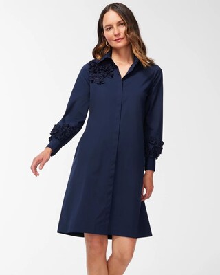 Poplin 3D Applique Shirt Dress