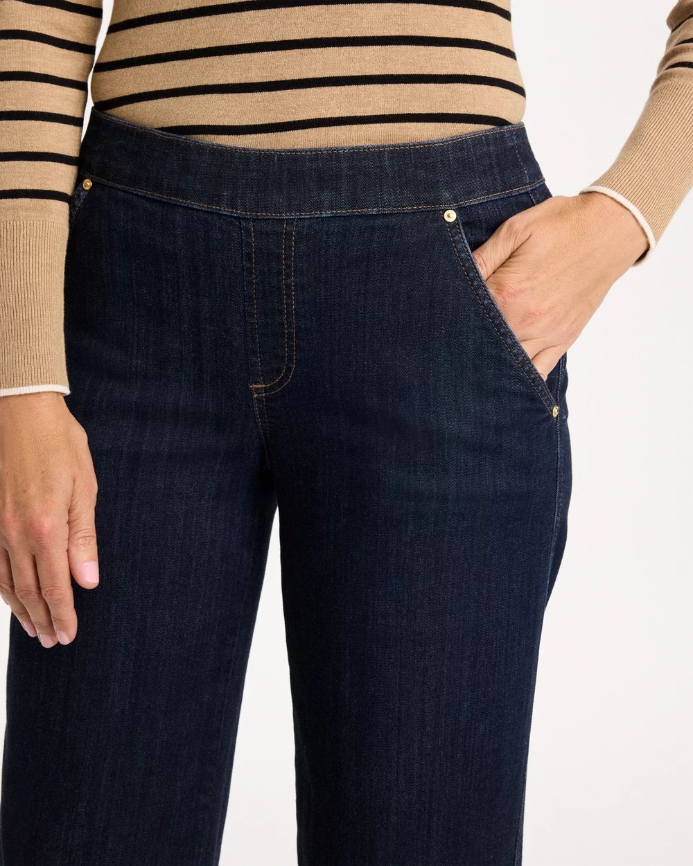 Refined Pull-On Wide-Leg Jeans click to view larger image.