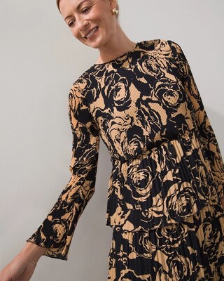Black Label Floral Pleated Tier Dress
