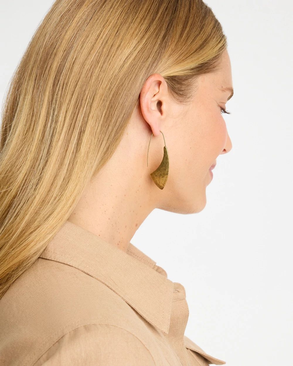 Golden Hammered Threader Earrings click to view larger image.