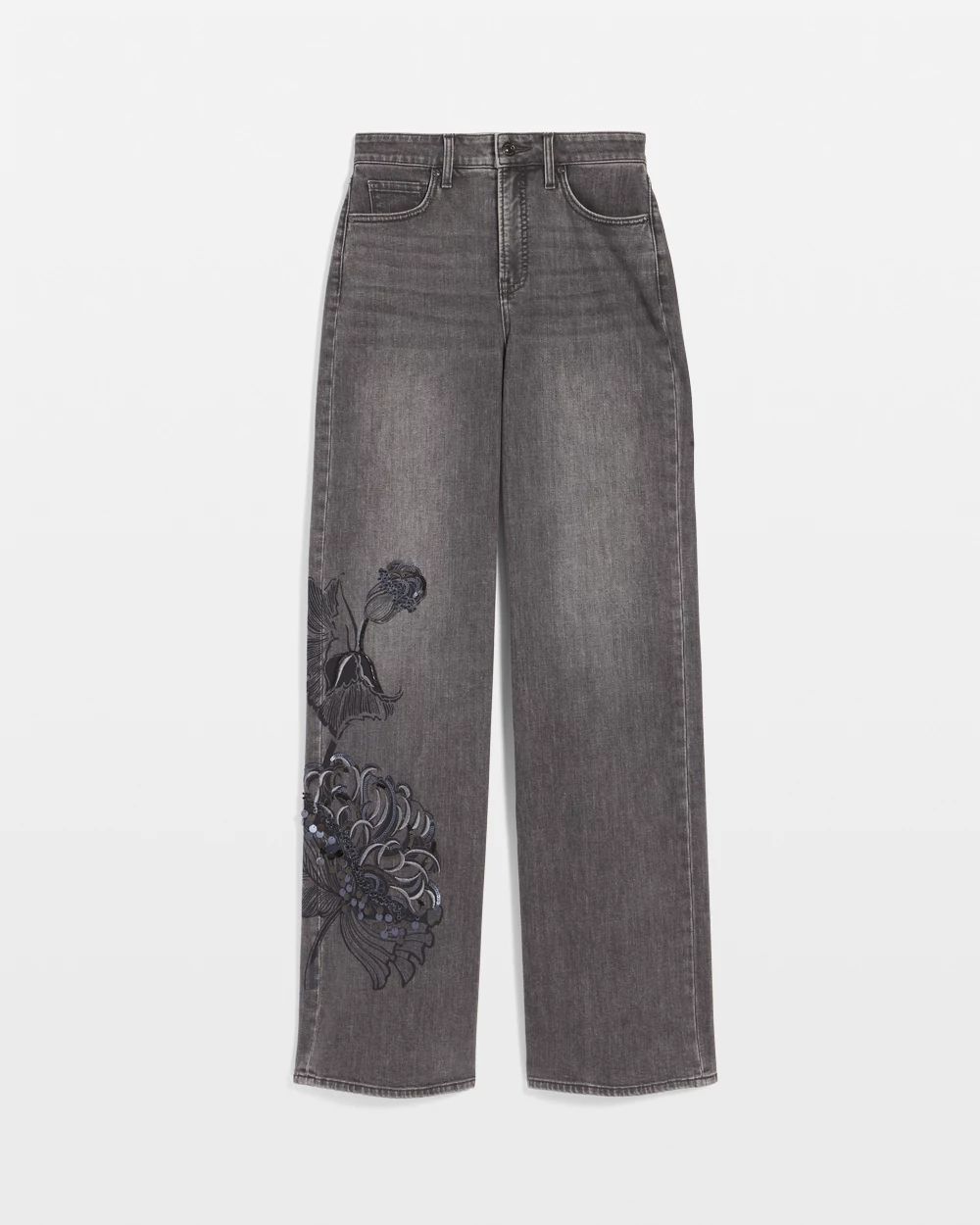 Printed High-Rise Wide-Leg Jean