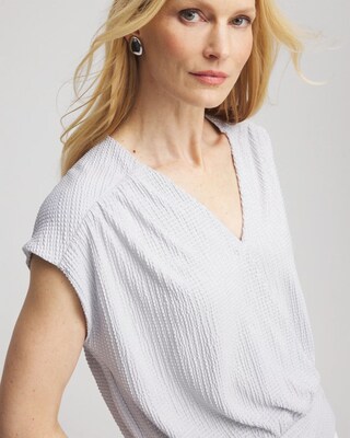Foiled Knit Banded Bottom Top click to view larger image.