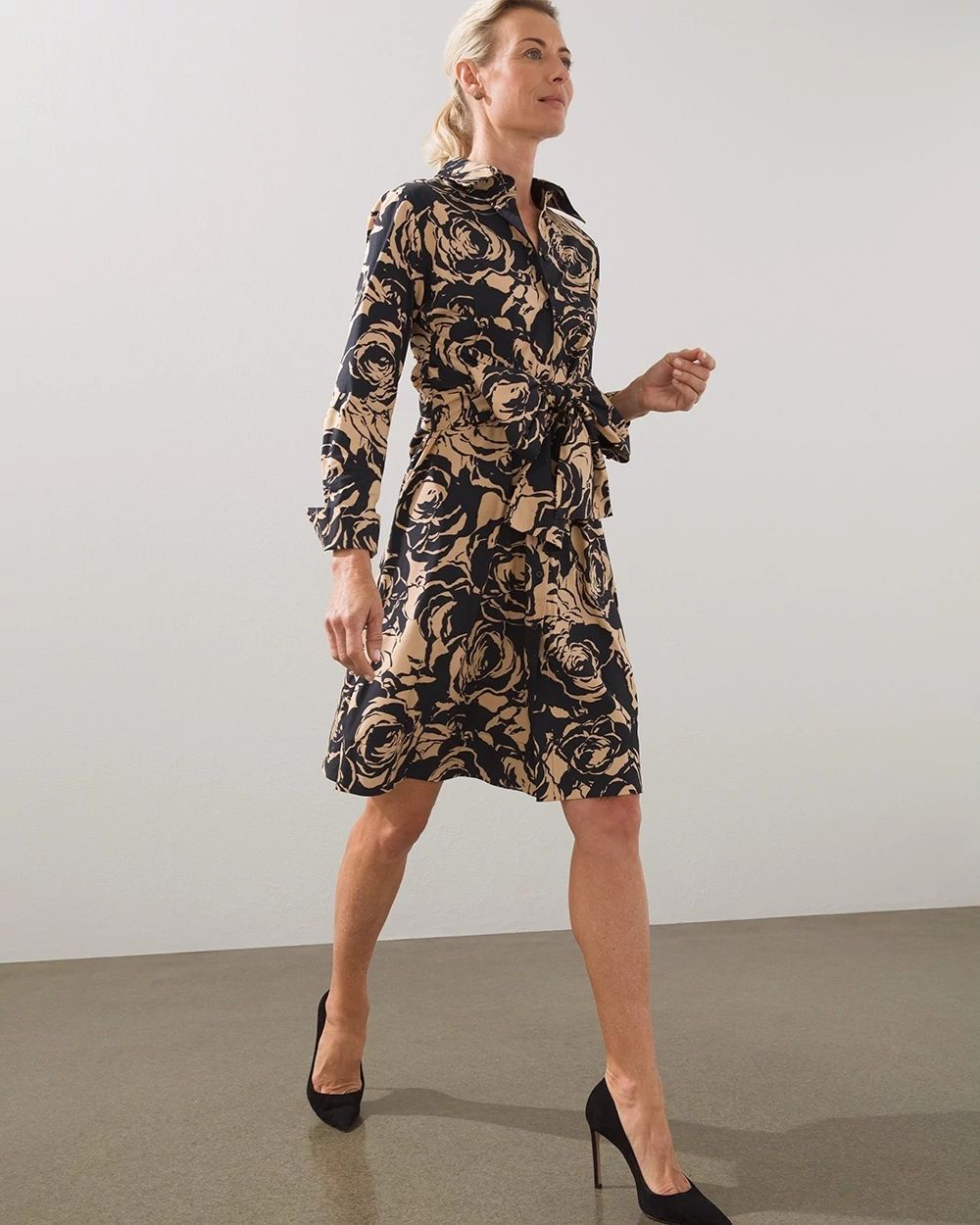 Black Label Floral Tie Front Dress