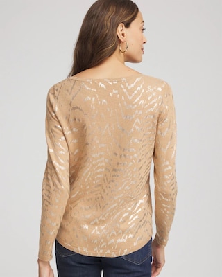 Ella Boatneck Foiled Pullover Sweater click to view larger image.