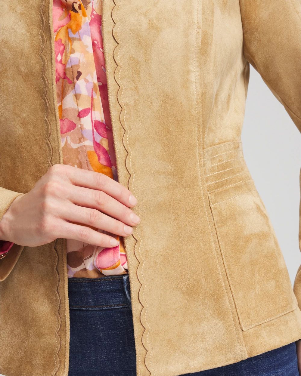 Faux Suede Peplum Jacket