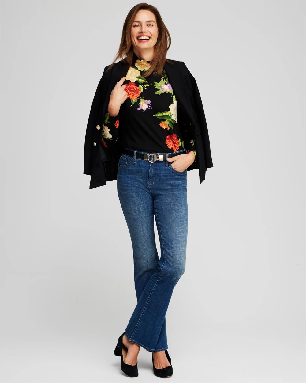 Touch of Cool™ Floral Mock Neck Layering Tee