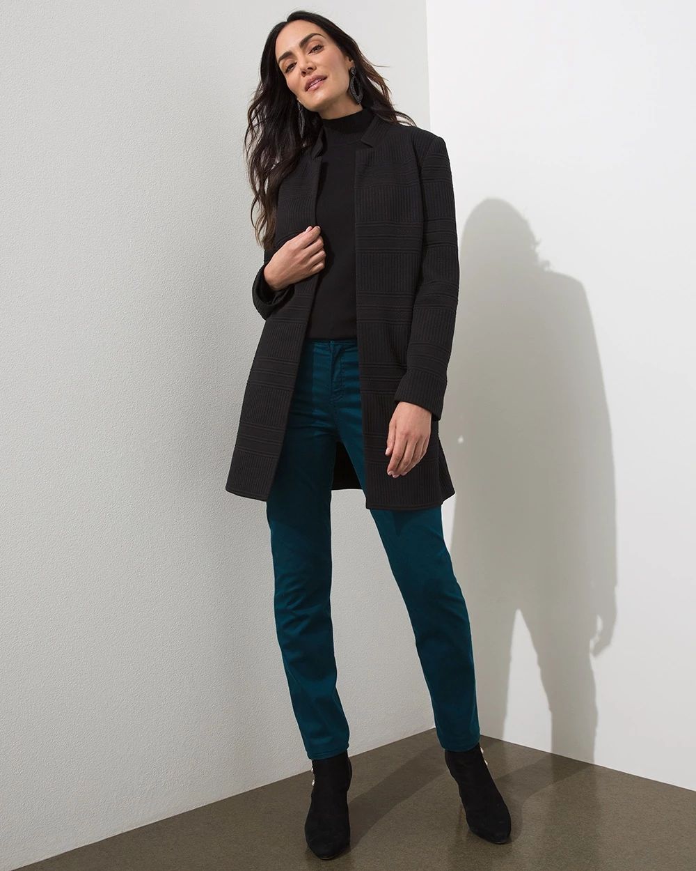 Jacquard Textured Knit Blazer