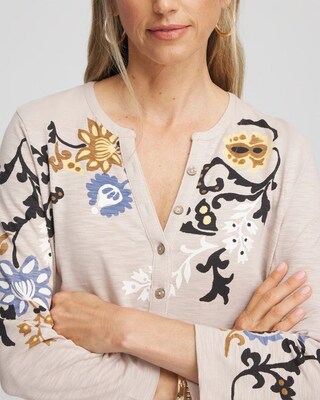 Paisley Cotton-Slub Splitneck Henley click to view larger image.