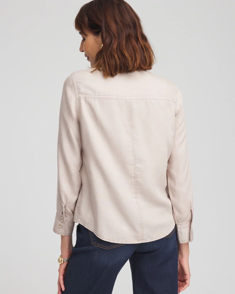 Split Cuff Denim Pocket Shirt