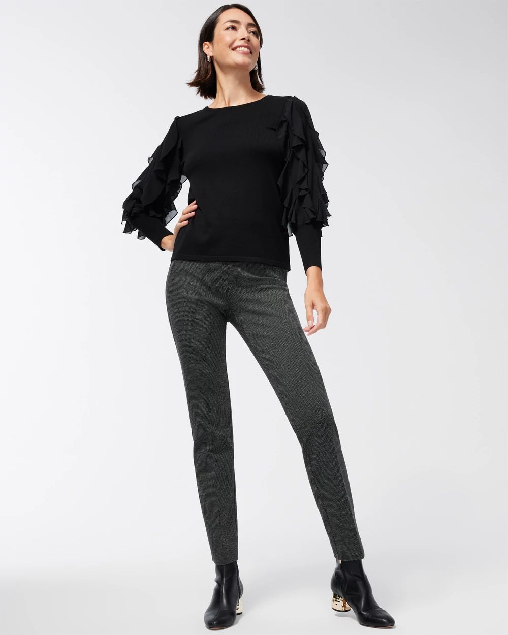 Petite Juliet Ponte Jacquard Ankle Pants click to view larger image.