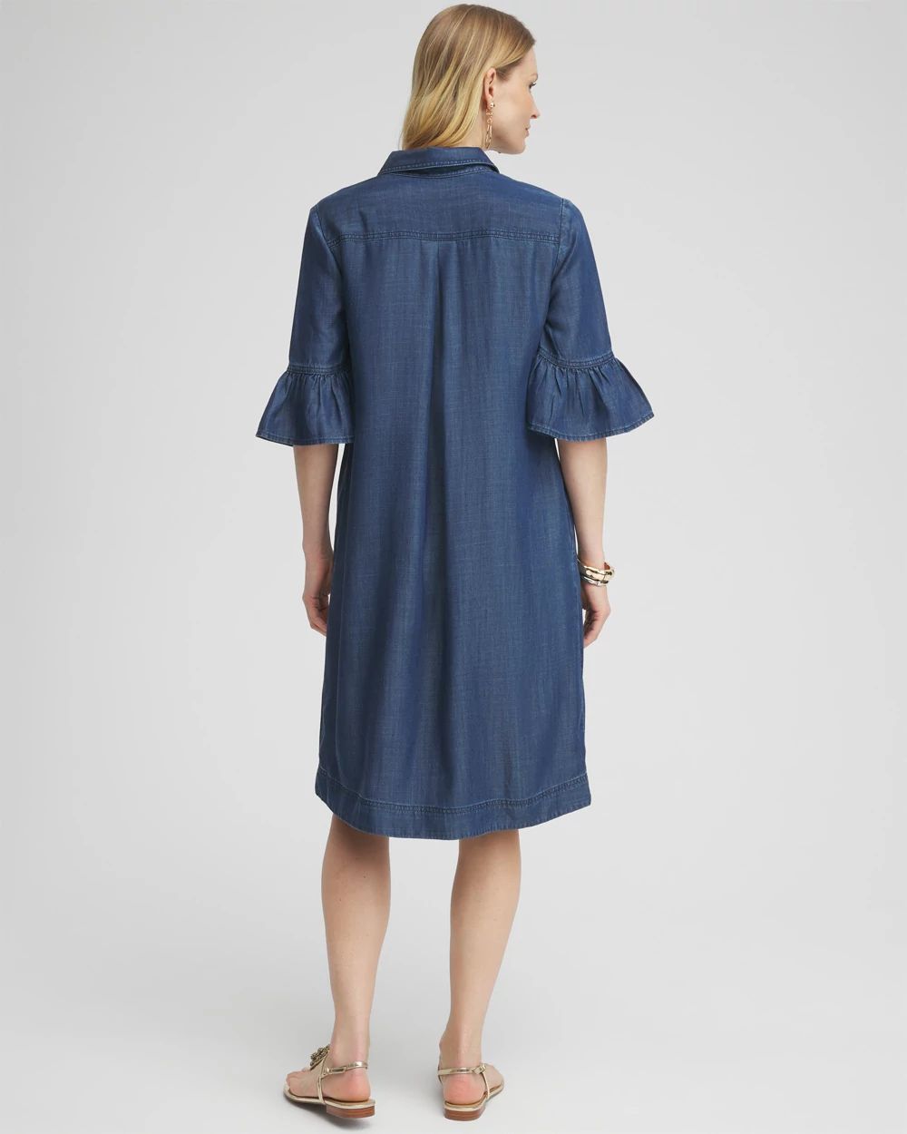 Faux Denim Popover Dress