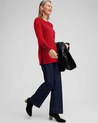 Zipper Detail Tunic Sweater click to view larger image.