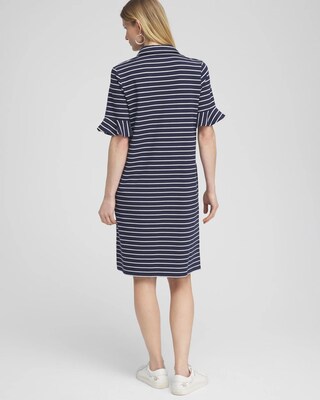 Zenergy® UPF Knit Stripe Ruffle Sleeve Polo Dress
