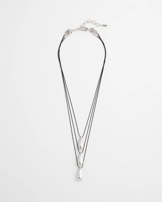 Silver Tone Three-Strand Pendant Necklace click to view larger image.