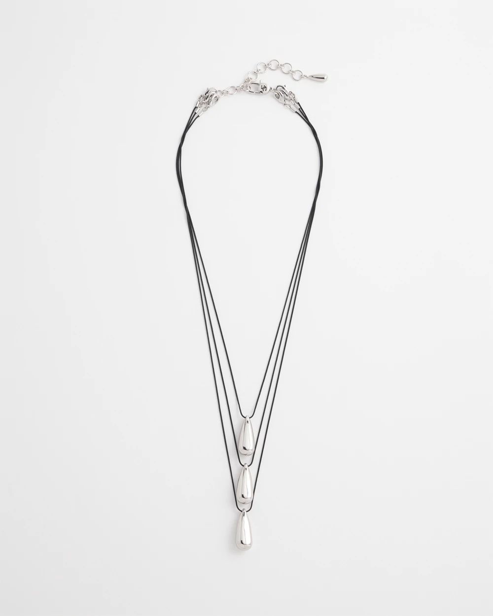 Silver Tone Three-Strand Pendant Necklace click to view larger image.