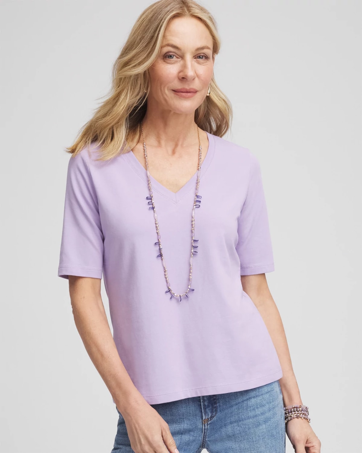Chico's Elbow-sleeve Perfect Tee In Purple In Purple