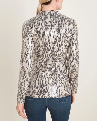 Cheetah-Print Sequin Top