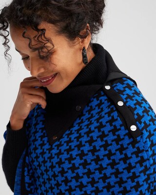 Houndstooth Knit Poncho