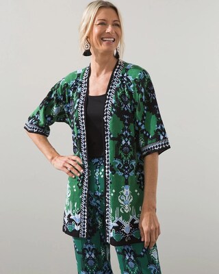 Linen-Blend Ikat Jacquard Kimono
