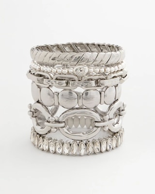 Silver Textured Circle Stretch Bracelet click to view larger image.