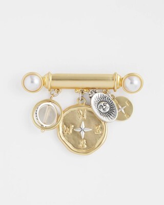 Gold-Tone Bar Compass Brooch