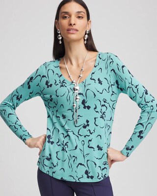 V-Neck Printed Pullover