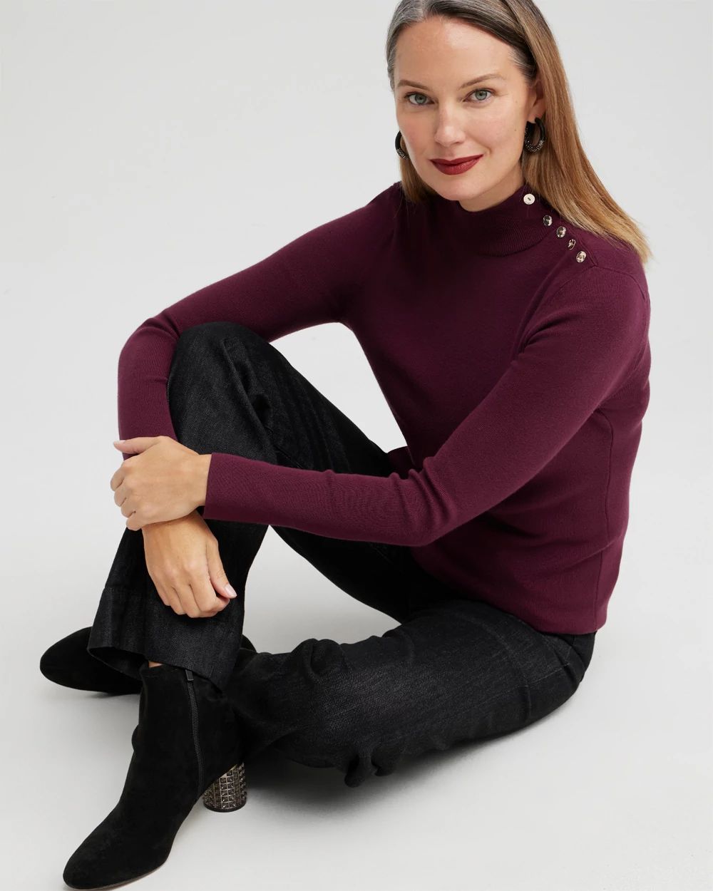 ECOVERO Mock Neck Sweater click to view larger image.