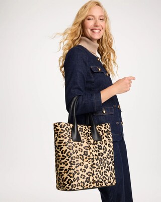 Leopard Hair Calf Tote Bag click to view larger image.