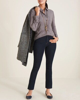Everyday Faux-Suede Button-Front Shirt