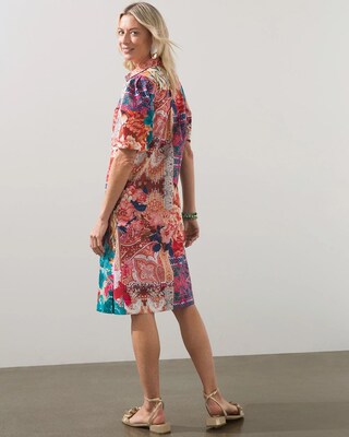 Pima Print Balloon Sleeve Dress