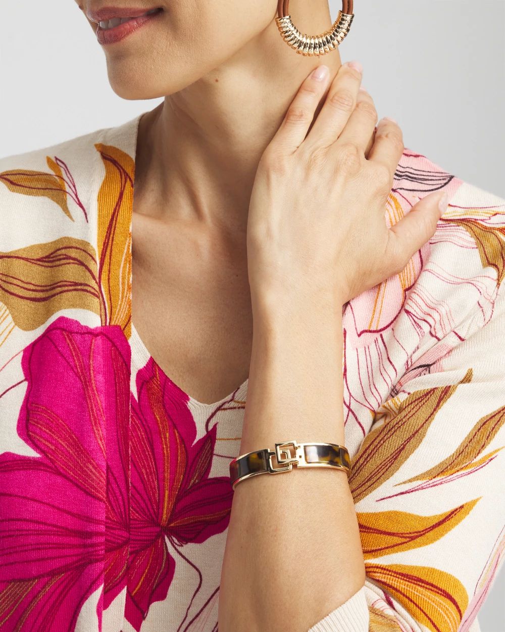Chico's Click Faux Tort Bangle Bracelet