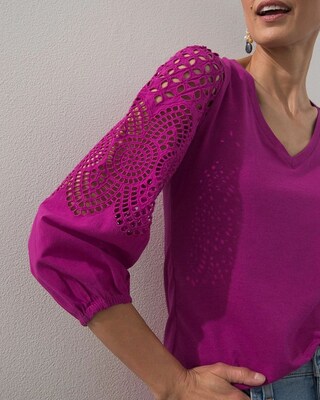 Touch of Cool Eyelet Sleeve Tee