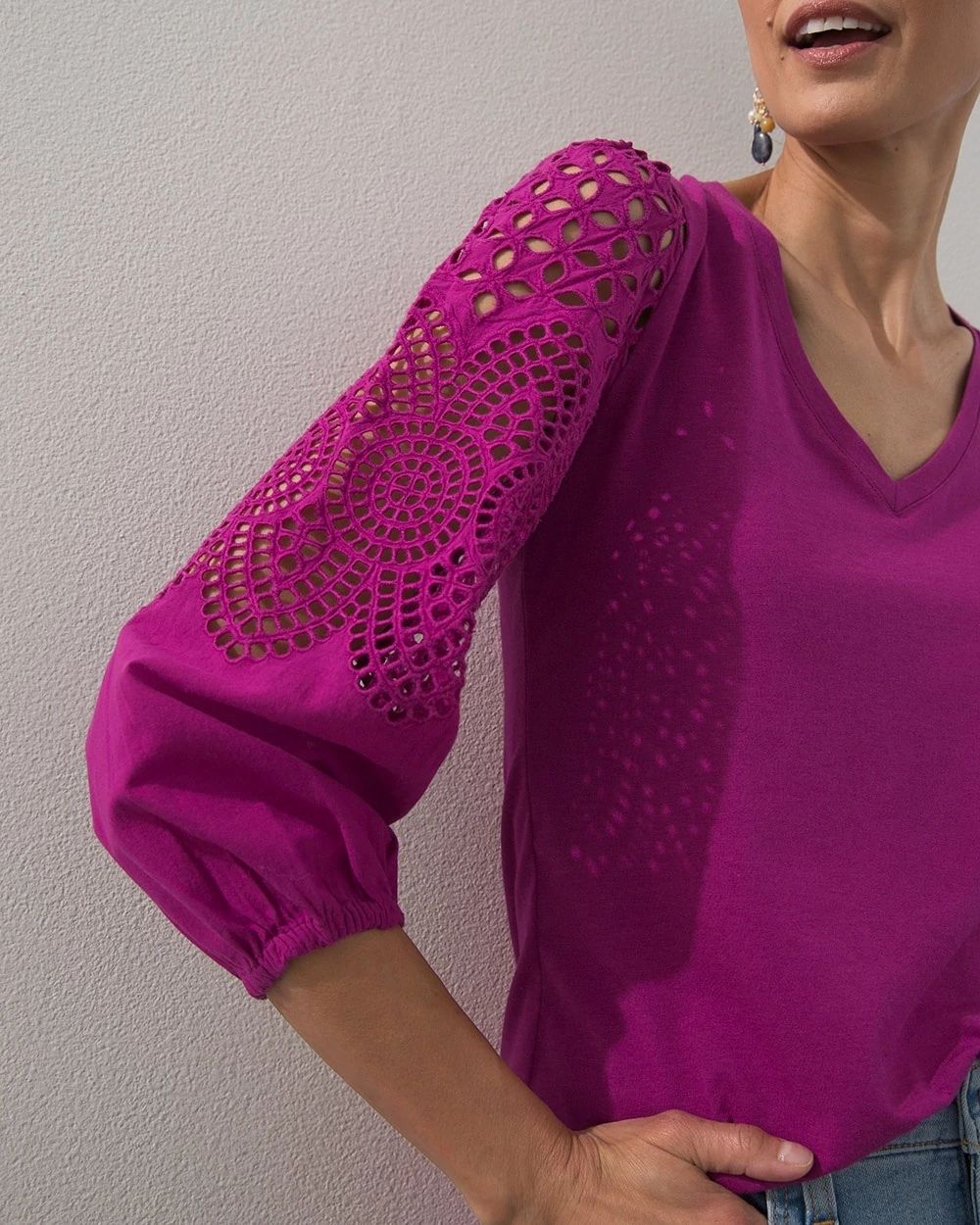 Touch of Cool Eyelet Sleeve Tee