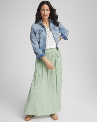 Pull-on Pleated Maxi Skirt click to view larger image.
