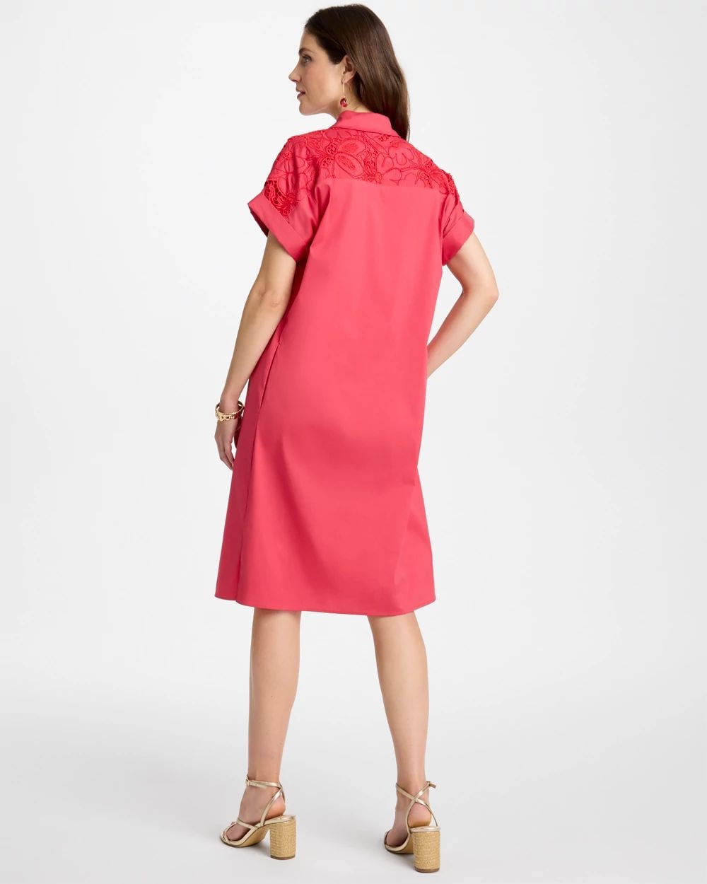Popover Embroidered Poplin Dress