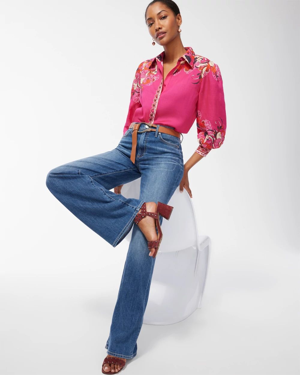 Floral Drama Sleeve Shirt