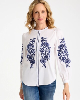 Cotton Voile Embroidered Blouse