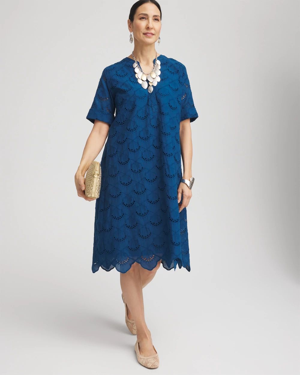 Eyelet Popover Dress
