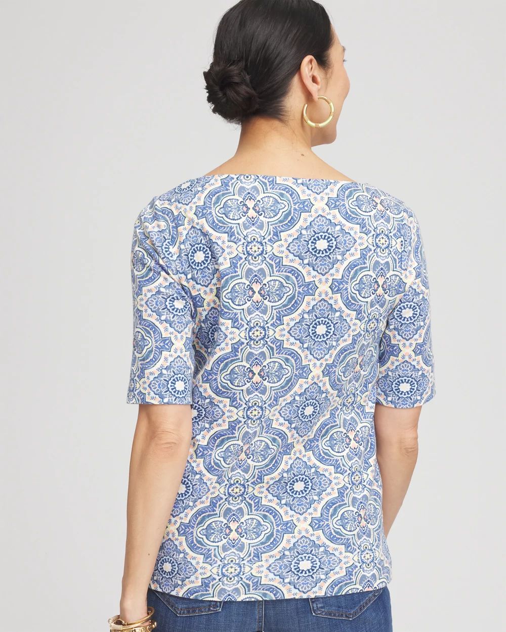 Medallion Pima Bateau-Neck Tee