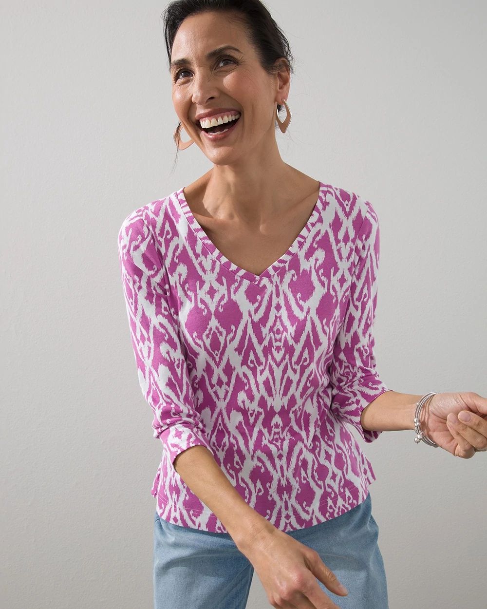 Ikat Pima V-Neck Tee