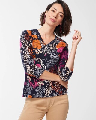 Floral 3/4 Sleeve Tee