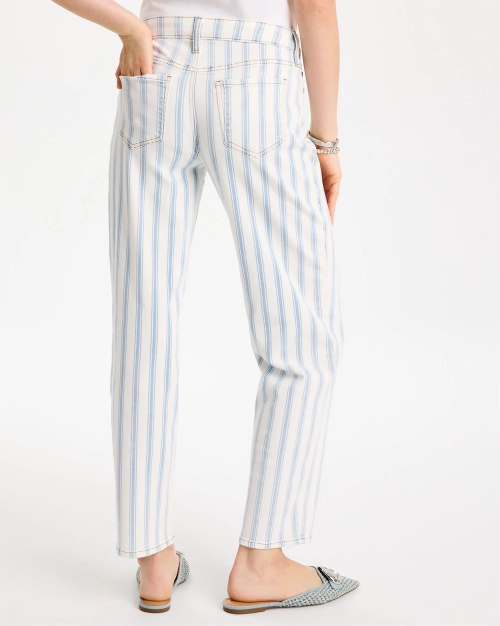 Striped Relaxed Boyfriend Jean click to view larger image.