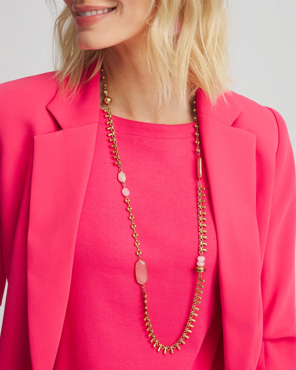 Single Strand Pink Quartz Necklace