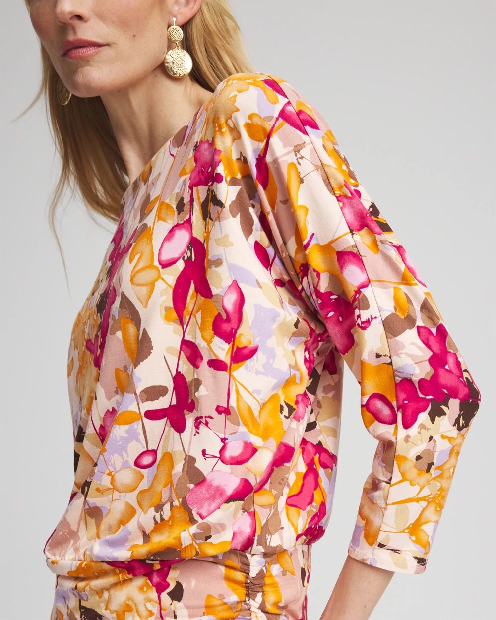 Touch of Cool™ Floral Banded-Hem Top