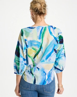 Printed Oversized Tie-Front Top click to view larger image.
