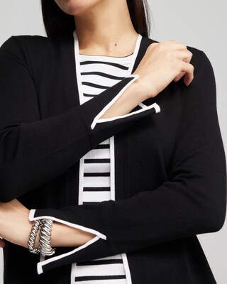 Spun Rayon Contrast Trim Cardigan