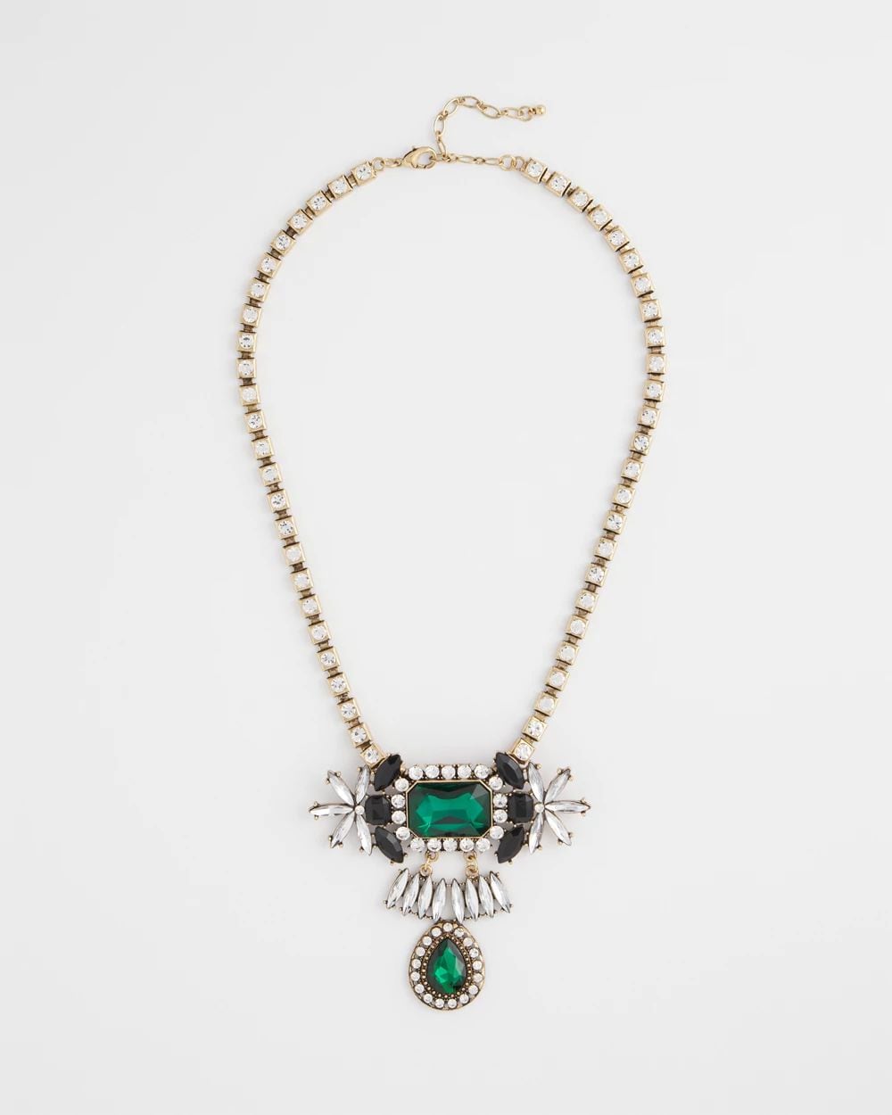 Emerald Green Art Deco Pendant Necklace